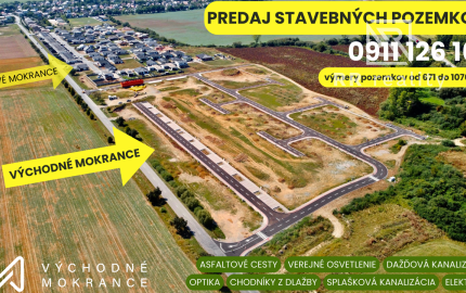 Stavebné pozemky-hotové všetky IS, chodníky, asfaltové cesty