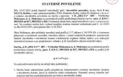 Pozemok so stavebným povolením DVOJDOM - VÝCHODNÉ MOKRANCE