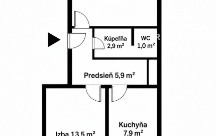 2 izbový byt 50,54 m2, Drábova ulica, KVP