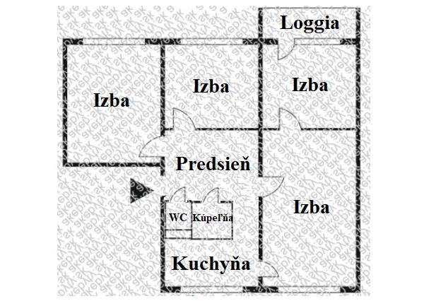 PREDANÉ - 4 izbový byt s loggiou, 82 m2, Terasa