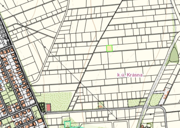 Na predaj investičný pozemok Košice - Krásna 834 m2 (25€/m2)