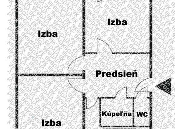 PREDANÉ - 3 izbový byt - Galaktická, pôvodný stav, 67m2