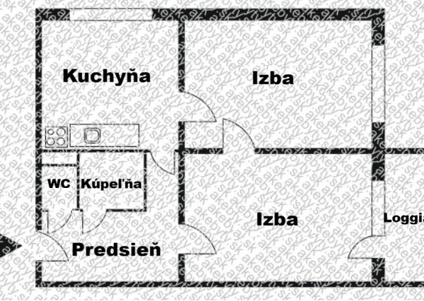 2-izbový byt - Kpt. Jaroša, pôvodný stav, 58m2 + loggia