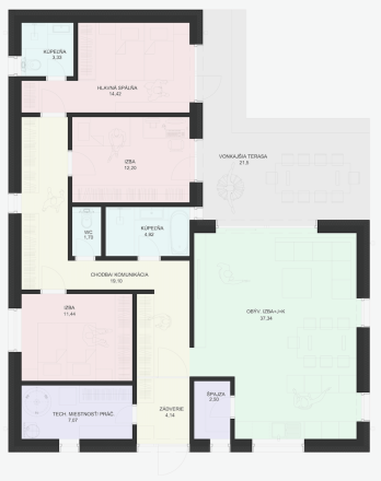 PREDANÉ - NOVÉ MOKRANCE - RD bungalov 140m2, TČ a rekuperácia v cene - fotografia 9