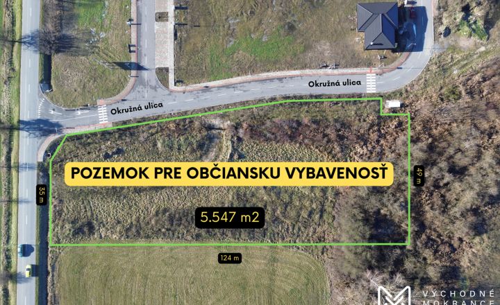 POZEMOK 5547m² PRE OBČIANSKU VYBAVENOSŤ – VÝCHODNÉ MOKRANCE - fotografia 2