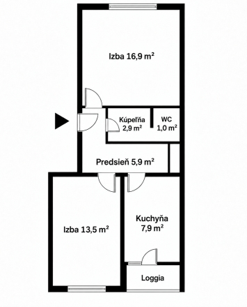 2 izbový byt 50,54 m2, Drábova ulica, KVP - fotografia 10