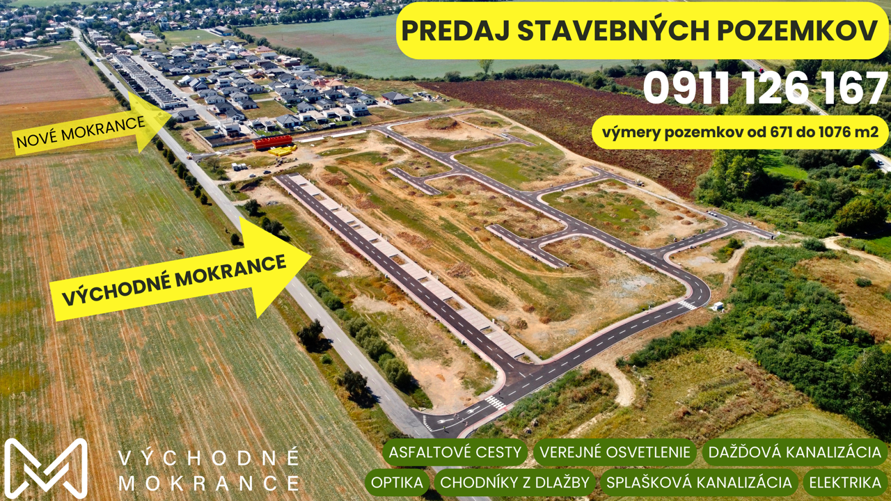 PREDANÉ - VÝCHODNÉ MOKRANCE, stavebný pozemok I8, 671m2, všetky IS